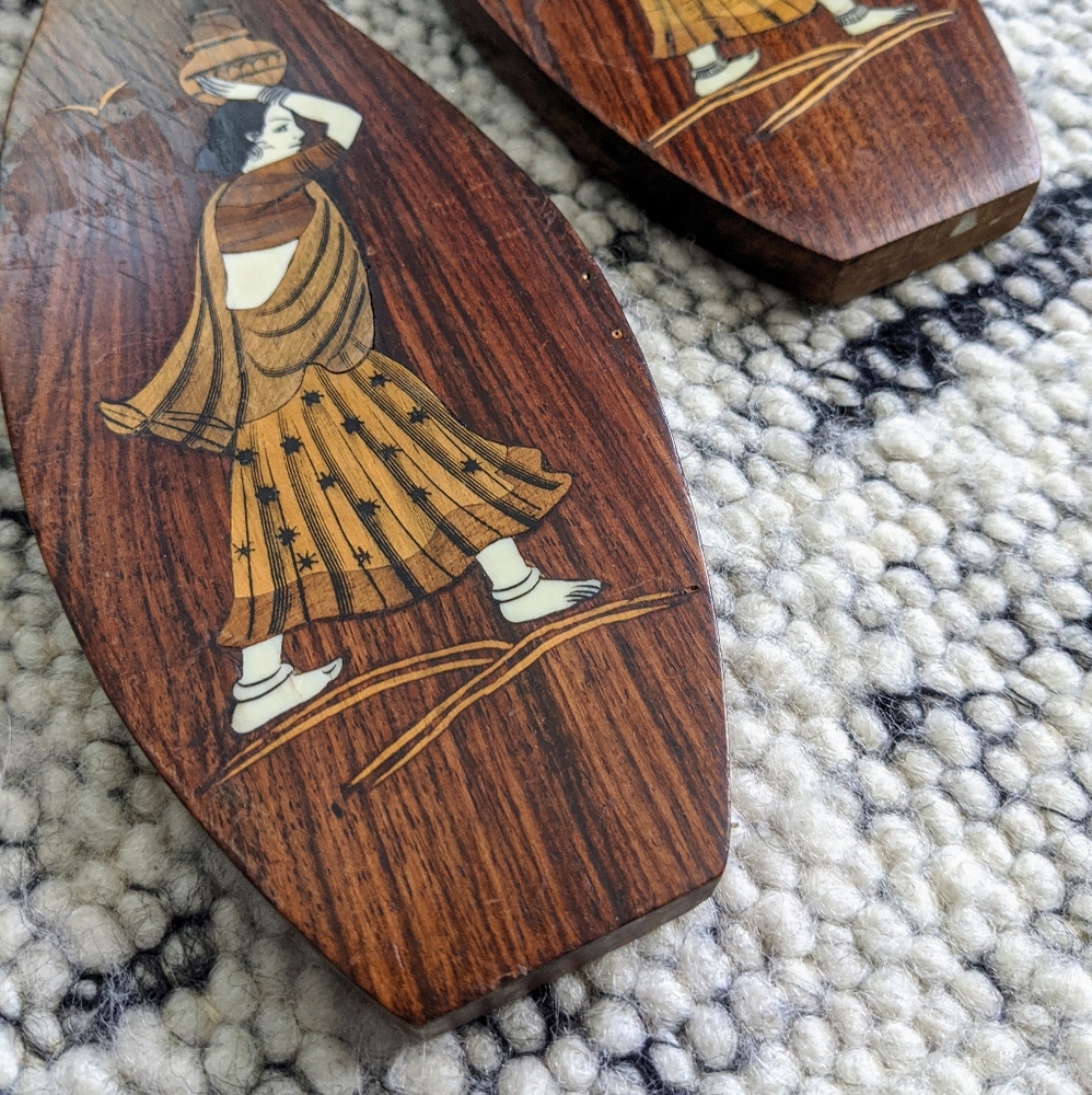 Set of carved wooden inlay art - Picture 2 of 9